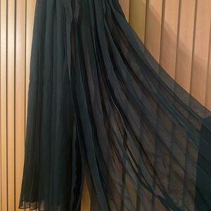 Elegant Black Pleated Pallazo Pants w/ Skirt look.